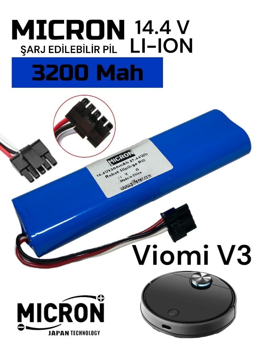 Viomi V3 Uyumlu 14.4v 3200 Mah Robot Süpürge Batarya , Pil Orijinal Kapasite