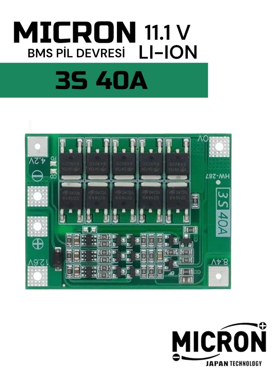 3S 40A 11.1v-  12.6v Pil Koruma  Devresi 18650 Lityum Li-ion Batarya Standart  devresi