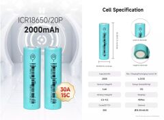 EVE 18650 3.7V (Volt) 2000 MaH 15C 30A 20P Lityum Şarj edilebilir 1 Adet Pil(Batarya) Kutu Hediye