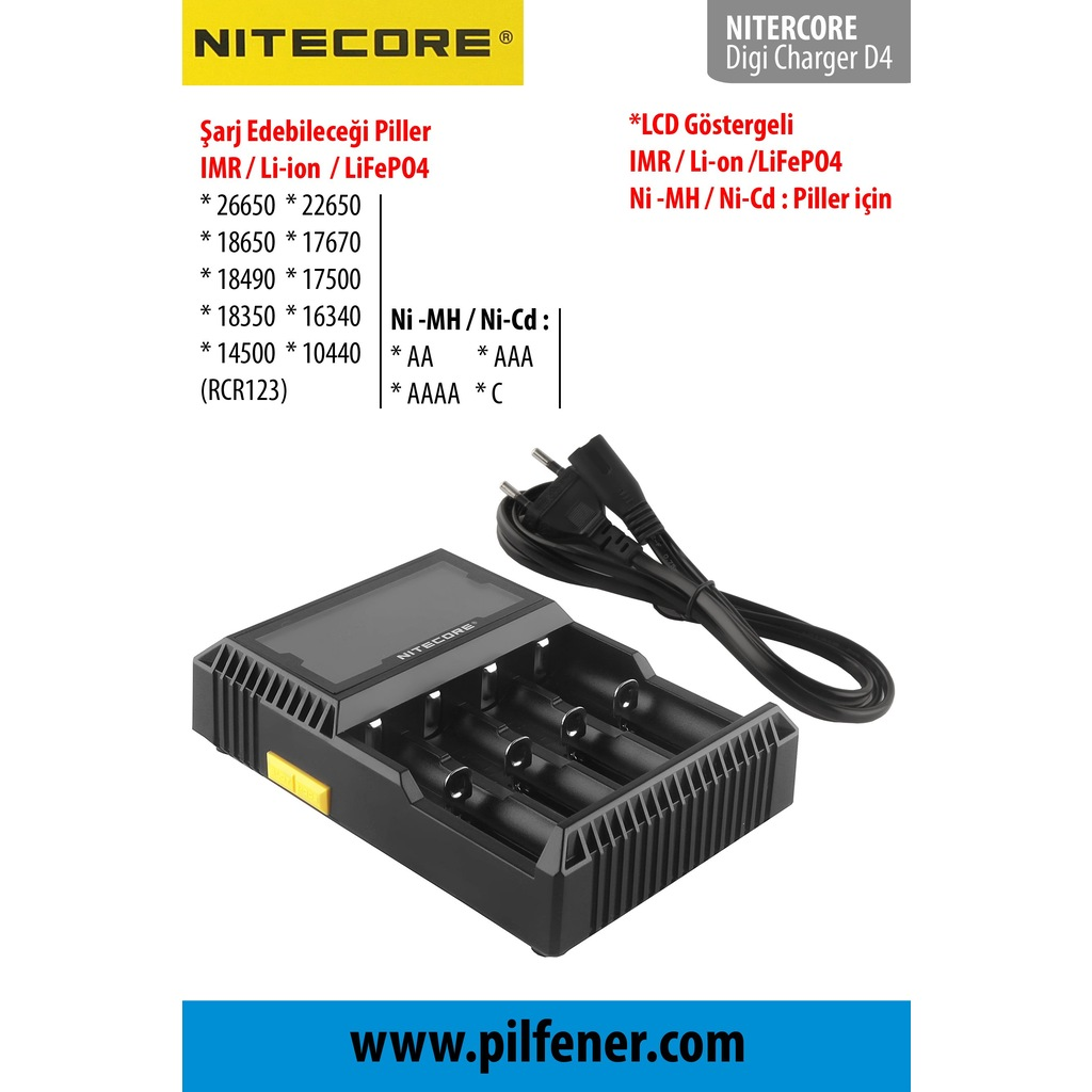 NITECORE D4 LCD EKRANLI ŞARJ CİHAZI