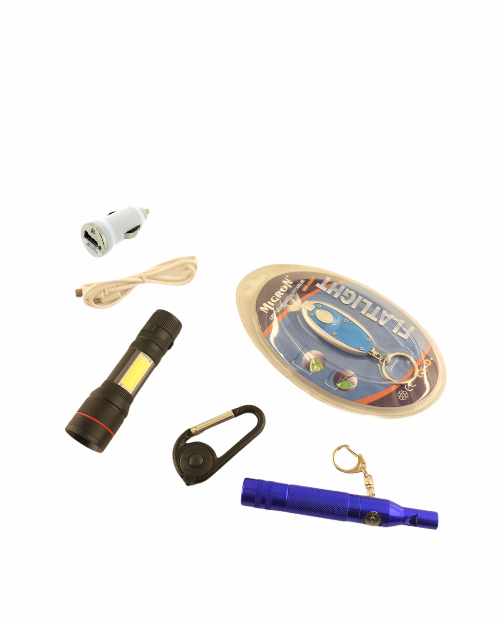 Micron T6 Şarjlı El Feneri Seti  (çakmak şarjı,anahtarlık,düdük,karabina)