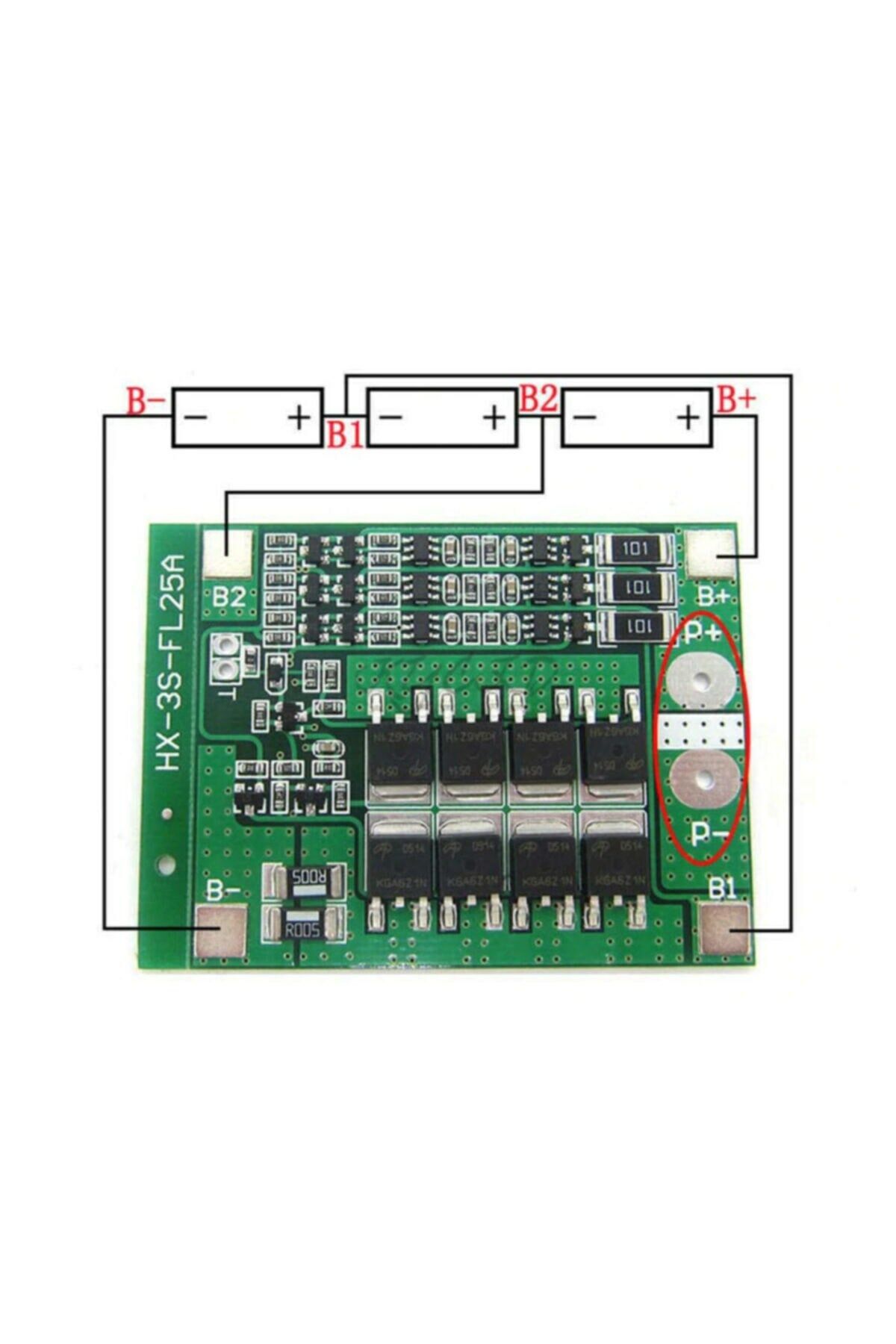 3s 25a 12v Balans Bms Lipo 18650 Lityum Pil Şarj Koruma Devresi