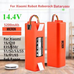 Xiaomi Mi Vacuum Robotics Roborock S50 S51 S52 S55 T60 T65 E20 E25 E35, Uyumlu 14.4v 5.2 Ah  Li-ion