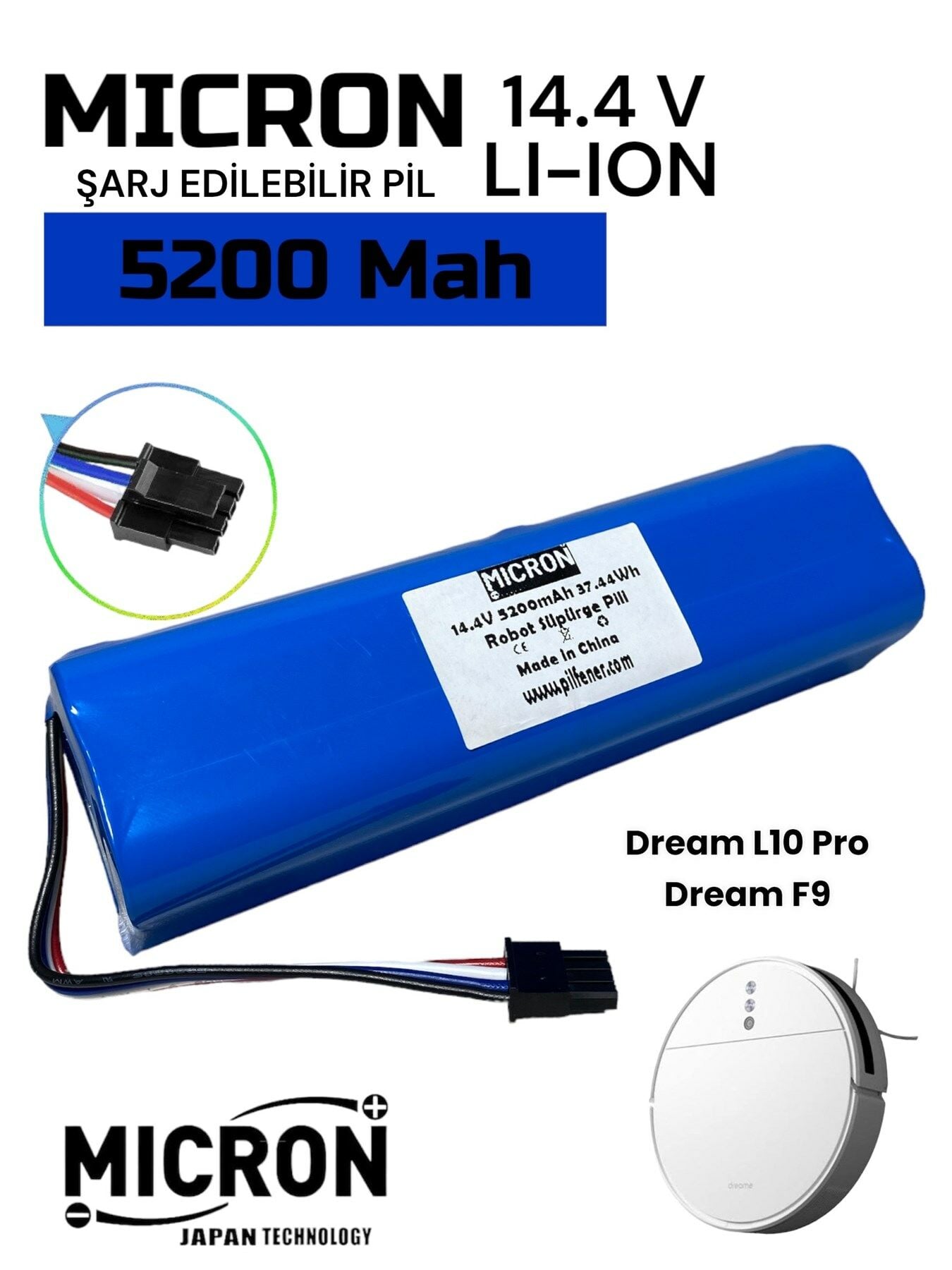 Dreame F9. Dreame L10 Pro   Akıllı Robot Süpürge Bataryası 14.4v 5200mah Pil