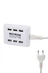 ÇOKLU USB ŞARJ CİHAZI 6'LI PORT 4.8 AMPER MICRON MARKA