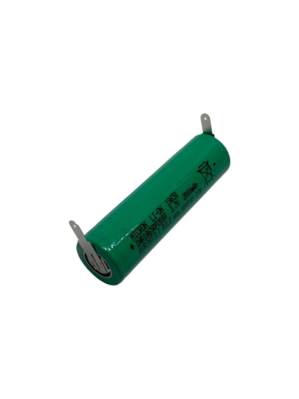 18650 3.7V (Volt) 2000 MaH(Amper) Lityum Şarj edilebilir  Puntalı Pil (Batarya) Kolay Punta Soket