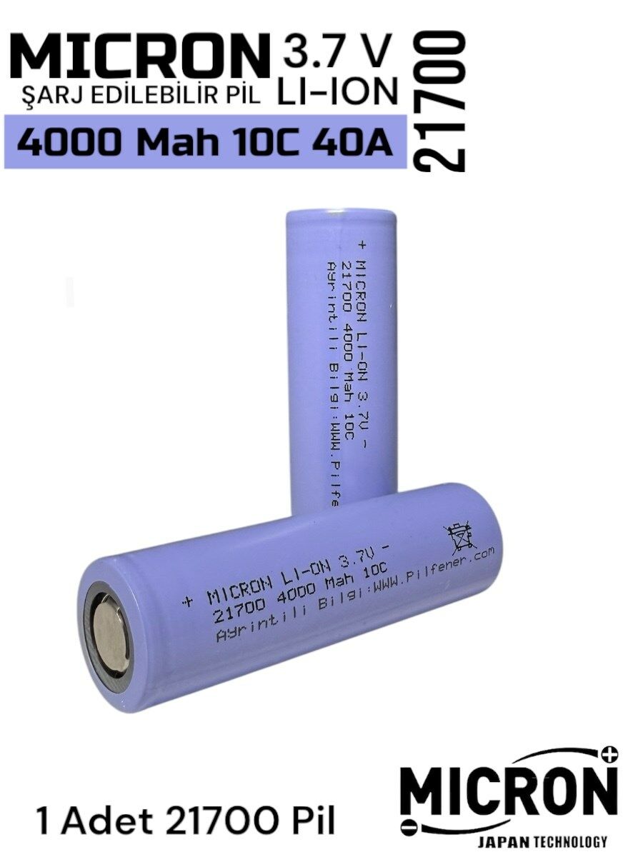 Micron 21700 4000 Mah 10C 40A Li-Ion Pil 1 Adet