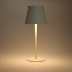 Minimal , Modern Tasarım Şarjlı Masa Lambası Bej Şık Alüminyum Gövde Çelik Taban