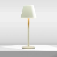 Minimal , Modern Tasarım Şarjlı Masa Lambası Bej Şık Alüminyum Gövde Çelik Taban