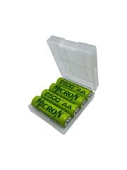 1.2 V 2500 Mah (AA)  Micron Şarjlı Pil (bataryası) 4 adet + Pil kutusu