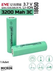 EVE  18650 3.7V (Volt) 3200 MaH 35V Lityum Şarj edilebilir 1 Adet Pil(Batarya) Pil Kutusu Hediyeli