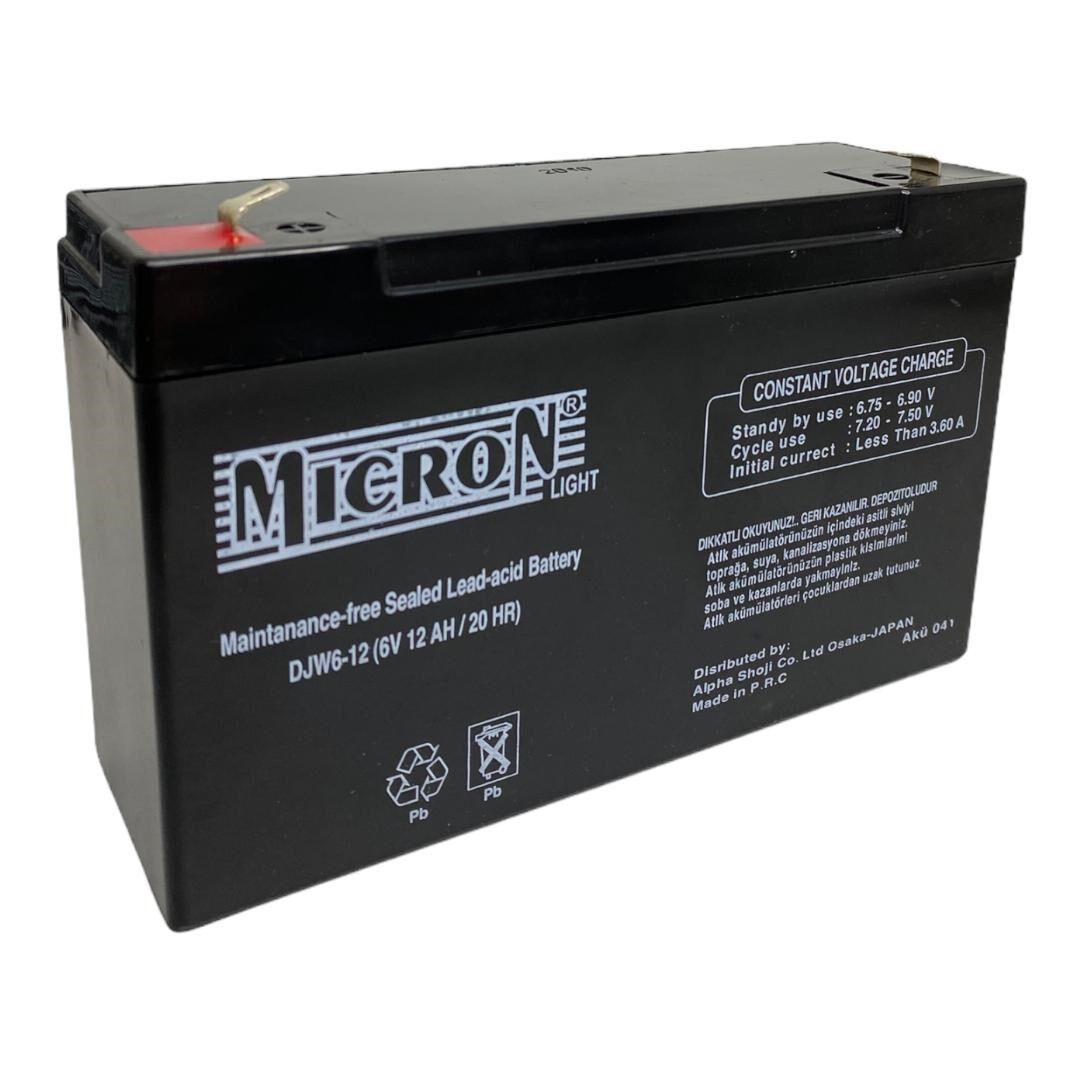 6v 12 AH KURU BAKIMSIZ AKÜ MICRON MARKA 2020-10 ÜRETİM TARİHLİ