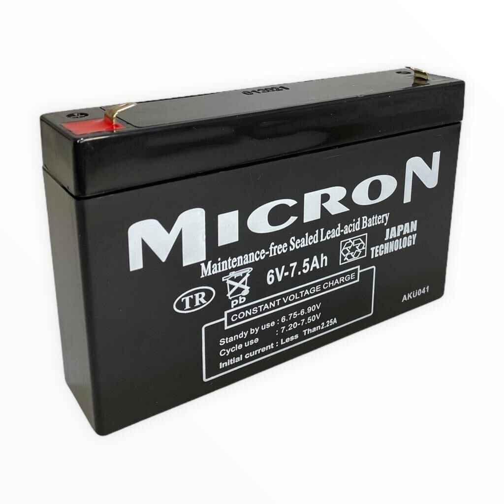 6V 7,5 AH akü MICRON OYUNCAK ARAÇLR (PİLSAN VE DİĞER MAR. UYUM)