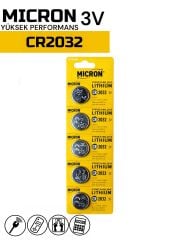 MICRON CR 2032 3v Lityum Para Pili 5'li Terazi Pili, Düğme Pil